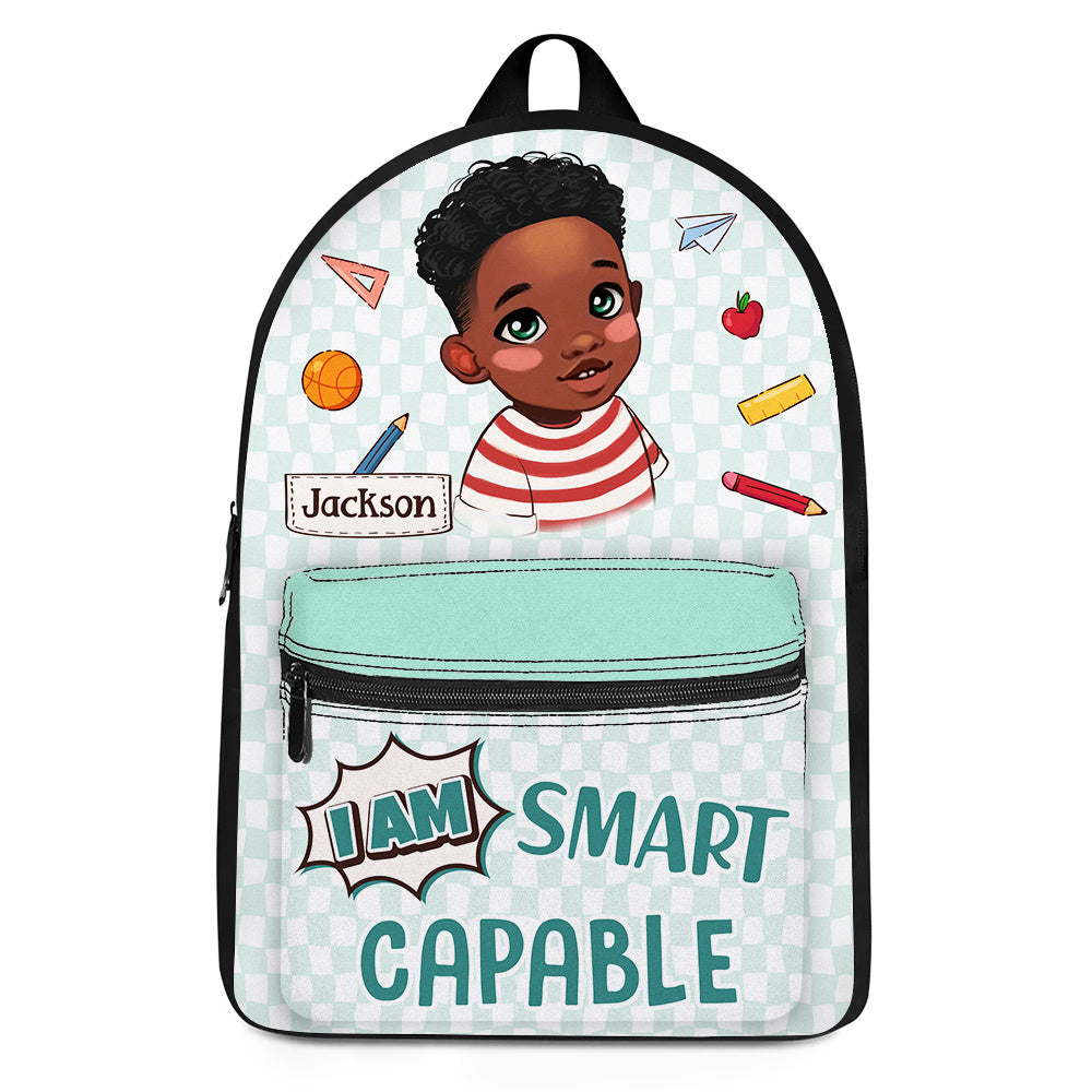 Personalized Gift For Grandson I Am Quote Black Kid BackPack 27653 Primary Mockup