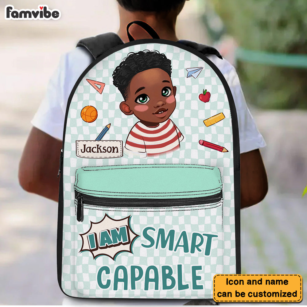 Personalized Gift For Grandson I Am Quote Black Kid BackPack 27653 Primary Mockup