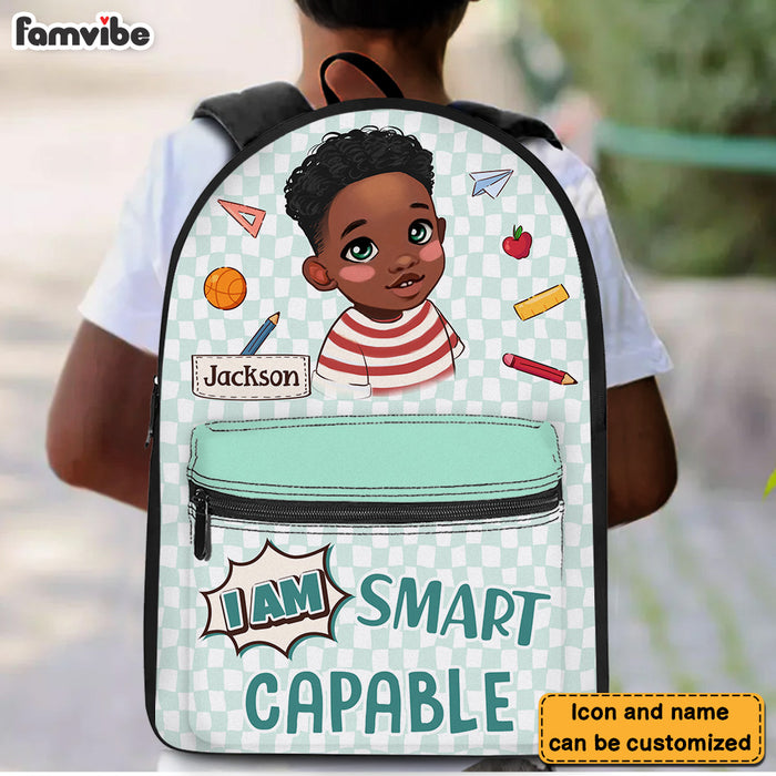 Personalized Gift For Grandson I Am Quote Black Kid BackPack 27653 1