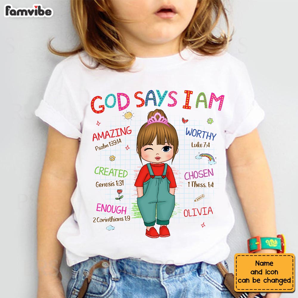 Personalized Birthday Gift For Granddaughter God Says I Am Kid T Shirt 27655 Mockup Black