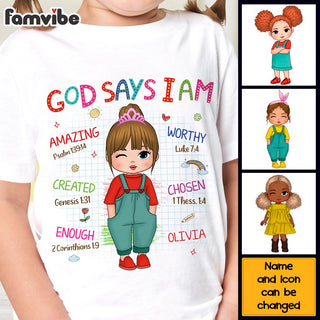 Personalized Birthday Gift For Granddaughter God Says I Am Kid T Shirt 27655 Mockup Black