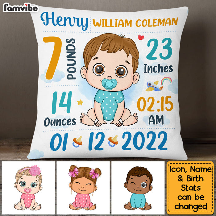 Personalized Gift For Newborn Baby Birth Announcement Pillow 27658 1
