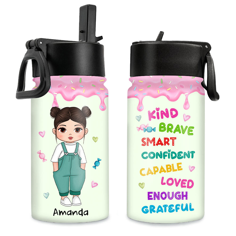 Personalized Gifts For Granddaughter Affirmation Kind Kids Water Bottle With Straw Lid 27665 Primary Mockup