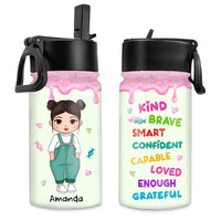 Personalized Gifts For Granddaughter Affirmation Kind Kids Water Bottle With Straw Lid 27665 thumb 1