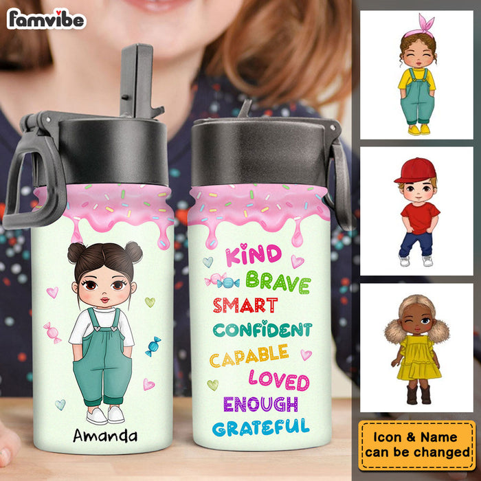 Personalized Gifts For Granddaughter Affirmation Kind Kids Water Bottle With Straw Lid 27665 1