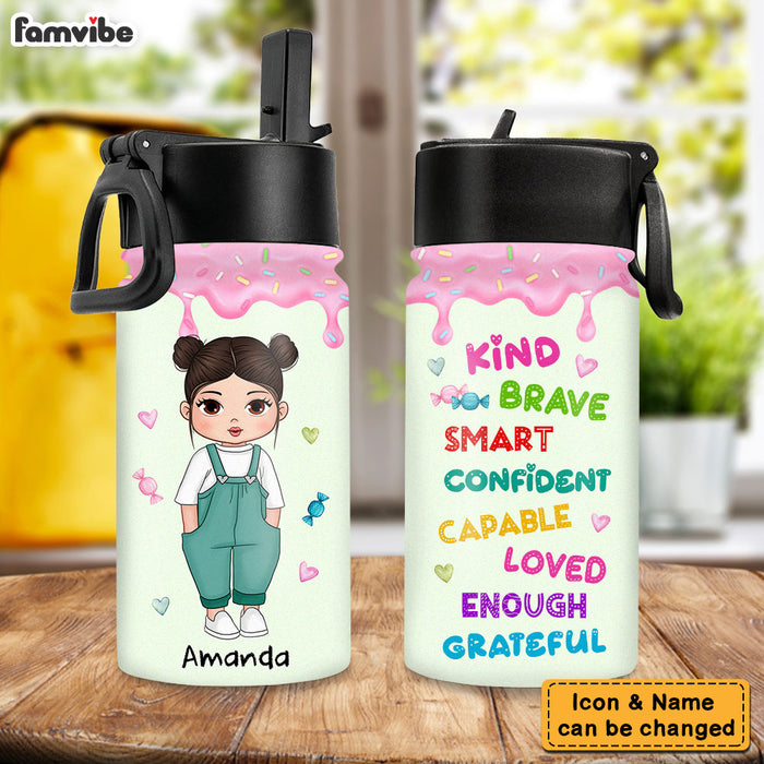 Personalized Gifts For Granddaughter Affirmation Kind Kids Water Bottle With Straw Lid 27665 1