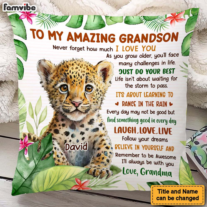 Personalized Birthday Gift For Grandson "To My Grandson" Tiger Pillow 27673 1