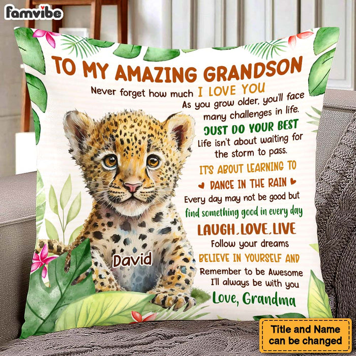 Personalized Birthday Gift For Grandson "To My Grandson" Tiger Pillow 27673 1