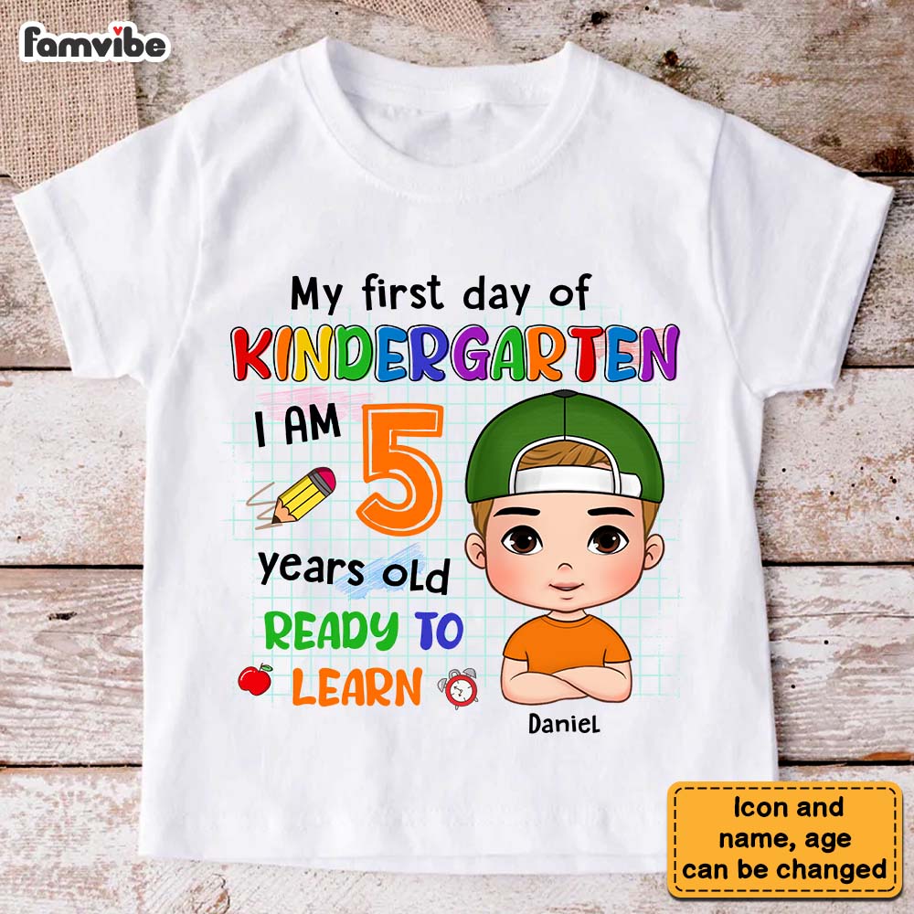 Personalized Gift For Grandson First Day Of School Ready To Learn Kid T Shirt 27675 Mockup Black
