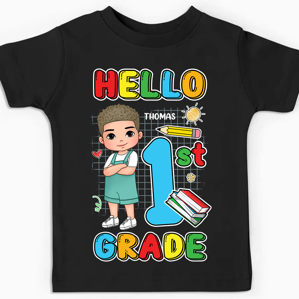 Personalized Gift For Grandson Hello Kindergarten Kid T Shirt 27681 Mockup Black