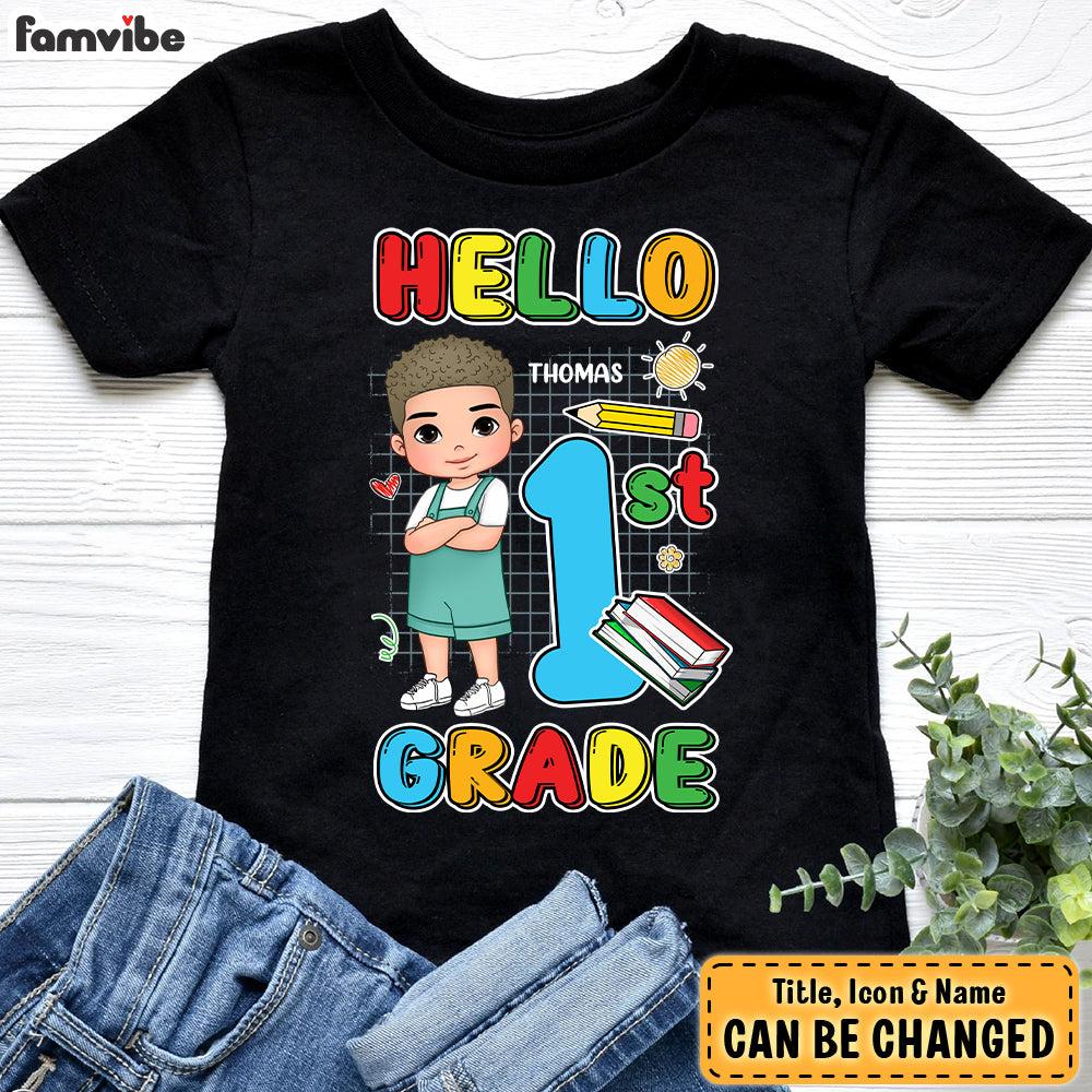 Personalized Gift For Grandson Hello Kindergarten Kid T Shirt 27681 Mockup Black