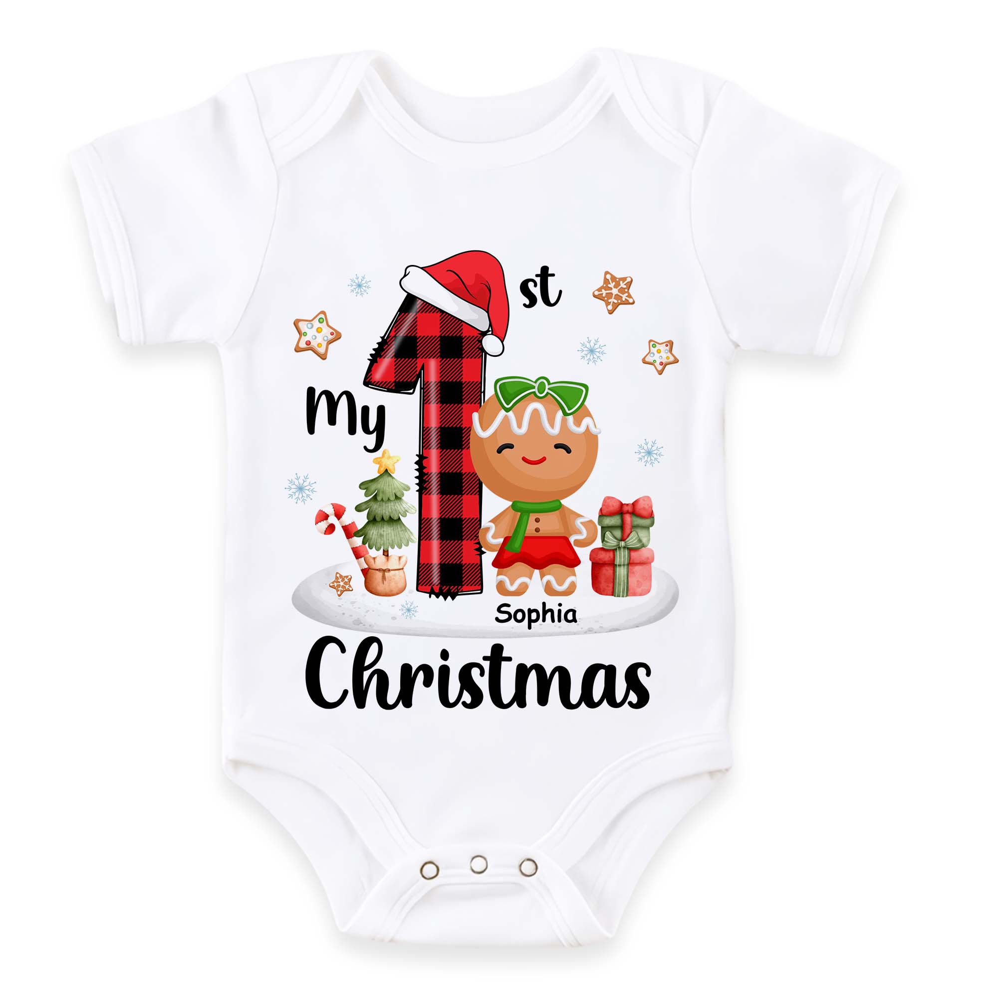 Personalized Gift For Baby Customizable First Christmas Cookies Baby Onesie 27687 Primary Mockup