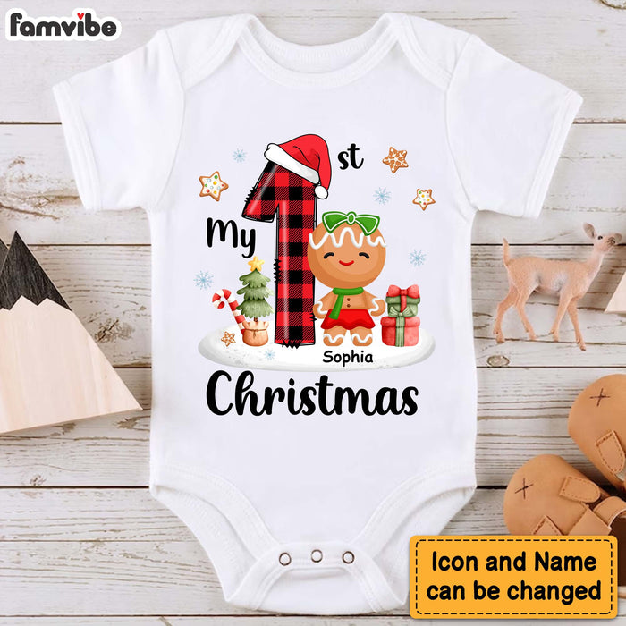 Personalized Gift For Baby Customizable First Christmas Cookies Baby Onesie 27687 1