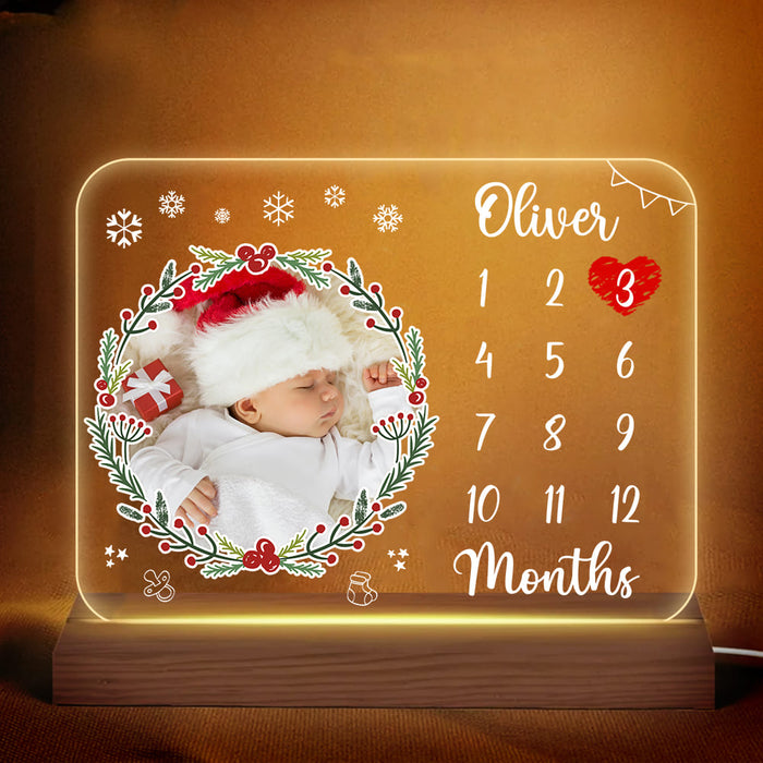 Personalized Gift For Infants Customizable Baby Photo Christmas Plaque LED Lamp Night Light 27690 1