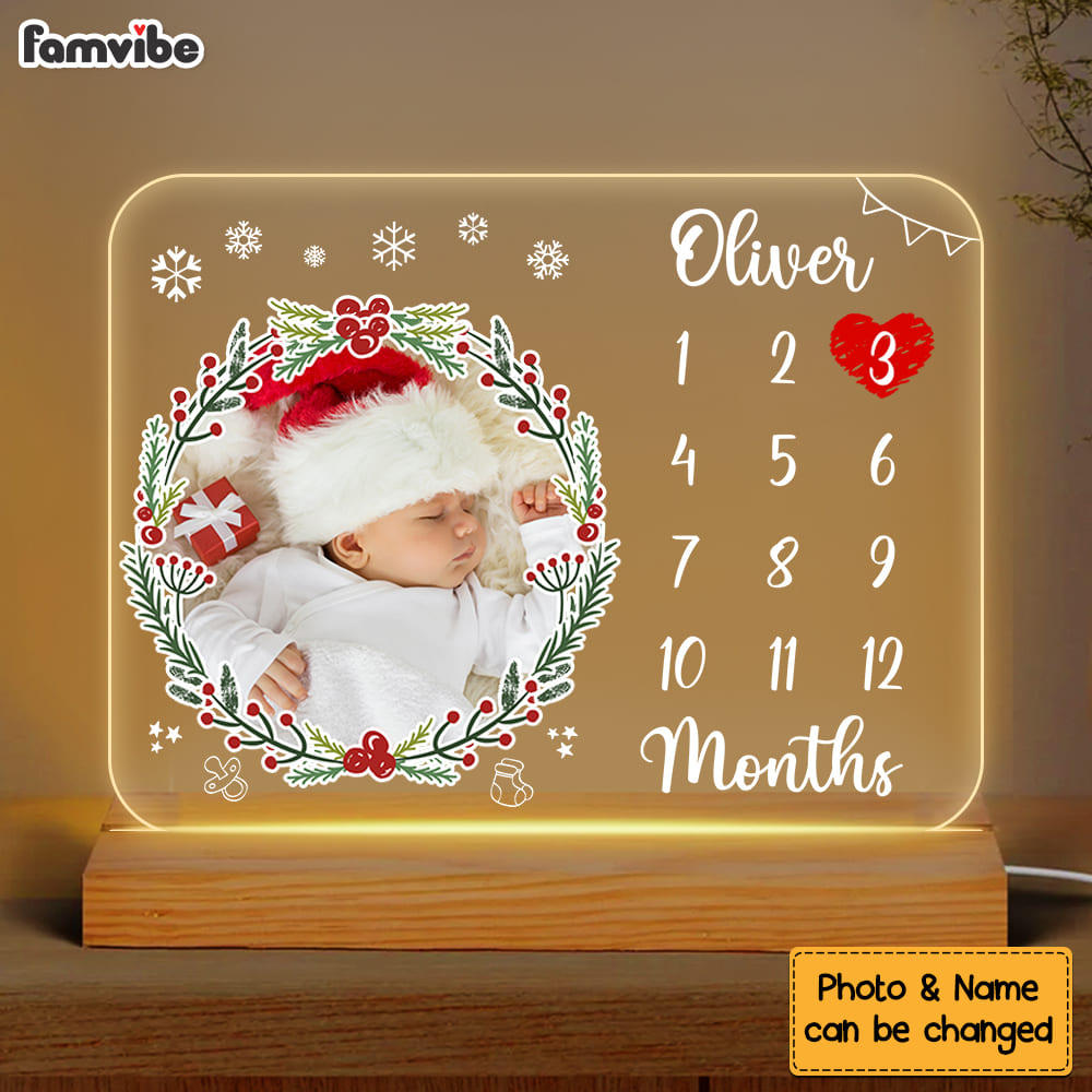 Personalized Gift For Infants Customizable Baby Photo Christmas Plaque LED Lamp Night Light 27690 Primary Mockup