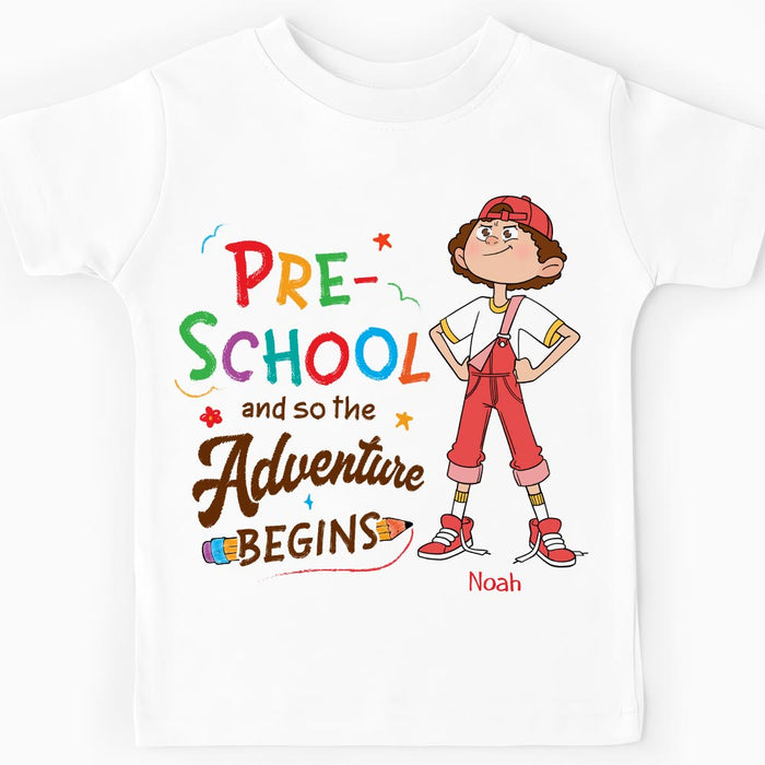 Personalized Back To School Gift For Grandson And So The Adventure Begins Kid T Shirt 27691 1