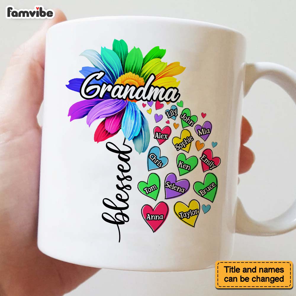 Personalized Gift For Grandma Nana Heart Flower Mug 27694 Primary Mockup