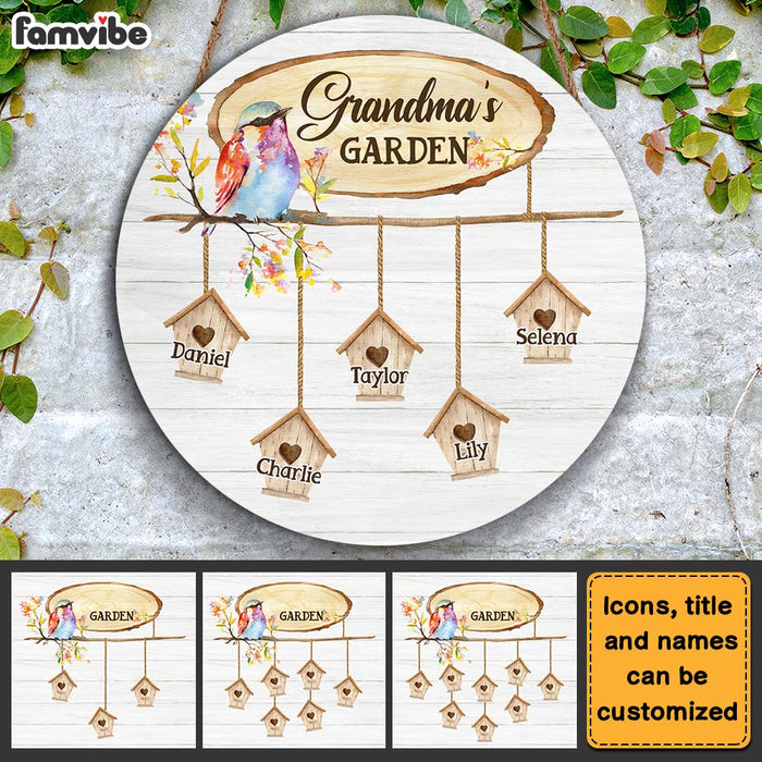 Personalized Gift For Grandma Bird House Round Wood Sign 27699 1