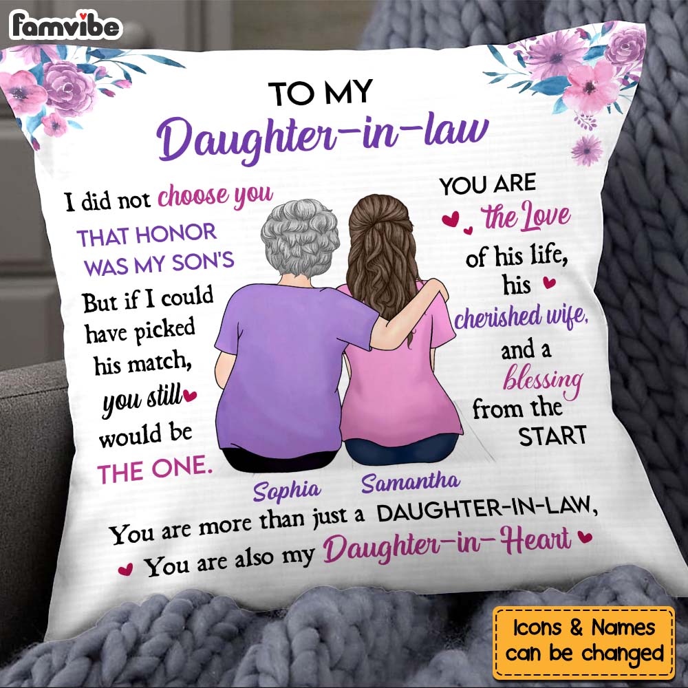 Personalized Gift For Daughter-in-Law You Are My Daughter-in-Heart Pillow 27702 Primary Mockup