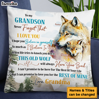 Personalized Gift For Grandson Wolf Never Forget I Love You Pillow 27716 thumb 1