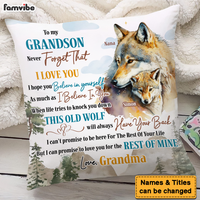 Personalized Gift For Grandson Wolf Never Forget I Love You Pillow 27716 thumb 1