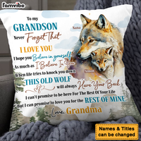 Personalized Gift For Grandson Wolf Never Forget I Love You Pillow 27716 thumb 1