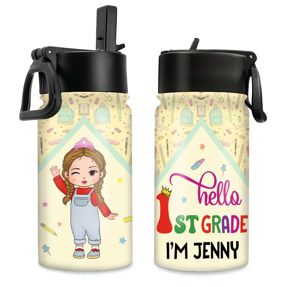 Personalized Gift For Granddaughter Back To School Kids Water Bottle With Straw Lid 27717 Primary Mockup