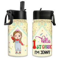 Personalized Gift For Granddaughter Back To School Kids Water Bottle With Straw Lid 27717 thumb 1