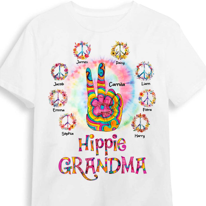 Personalized Gift For Grandma Floral Hippie Peace Sign Shirt - Hoodie - Sweatshirt 27719 1