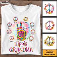 Personalized Gift For Grandma Floral Hippie Peace Sign Shirt - Hoodie - Sweatshirt 27719 thumb 1