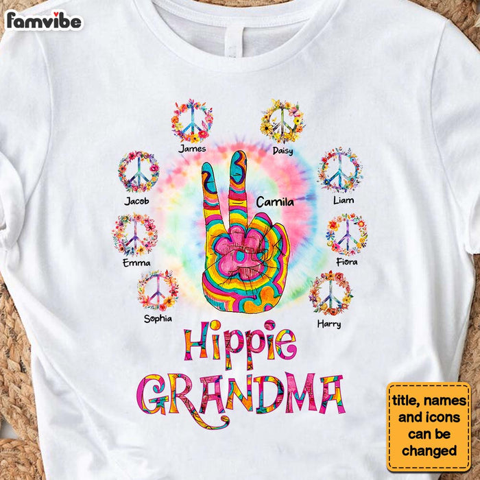Personalized Gift For Grandma Floral Hippie Peace Sign Shirt - Hoodie - Sweatshirt 27719 1