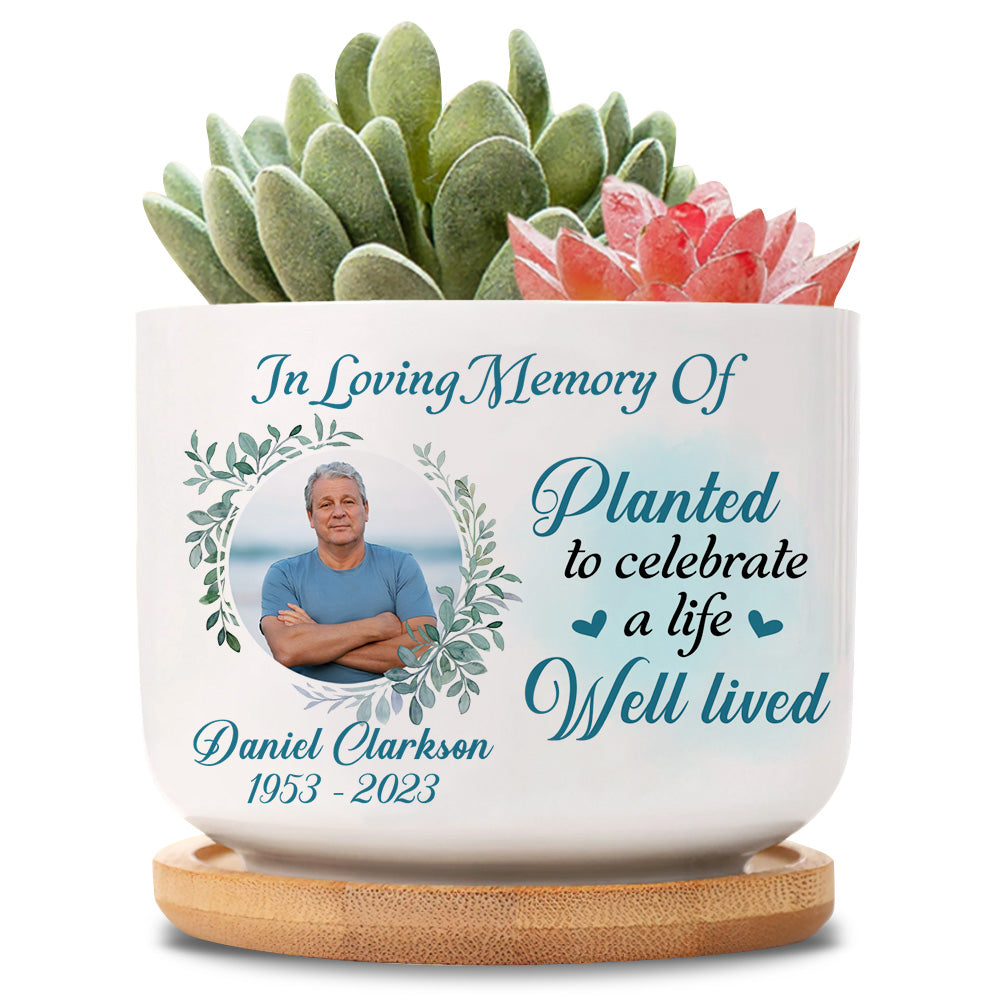 Personalized In Loving Memory Memorial Gift Upload Photo Plant Pot 27721 Primary Mockup