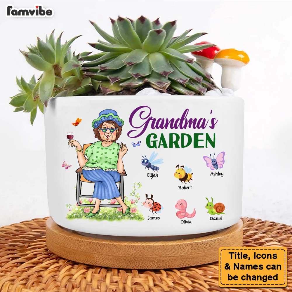 Personalized Gift For Grandma Love Bugs Grandma's Garden Plant Pot 27725 Primary Mockup