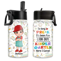 Personalized Gift For Grandson Kindergarten Here I Come Kids Water Bottle With Straw Lid 27742 thumb 1
