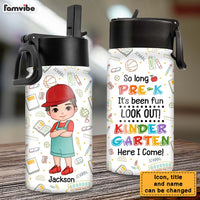 Personalized Gift For Grandson Kindergarten Here I Come Kids Water Bottle With Straw Lid 27742 thumb 1