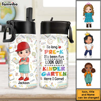Personalized Gift For Grandson Kindergarten Here I Come Kids Water Bottle With Straw Lid 27742 thumb 1