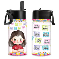 Personalized Gifts For Granddaughter I Am Kind Kids Water Bottle With Straw Lid 27746 thumb 1