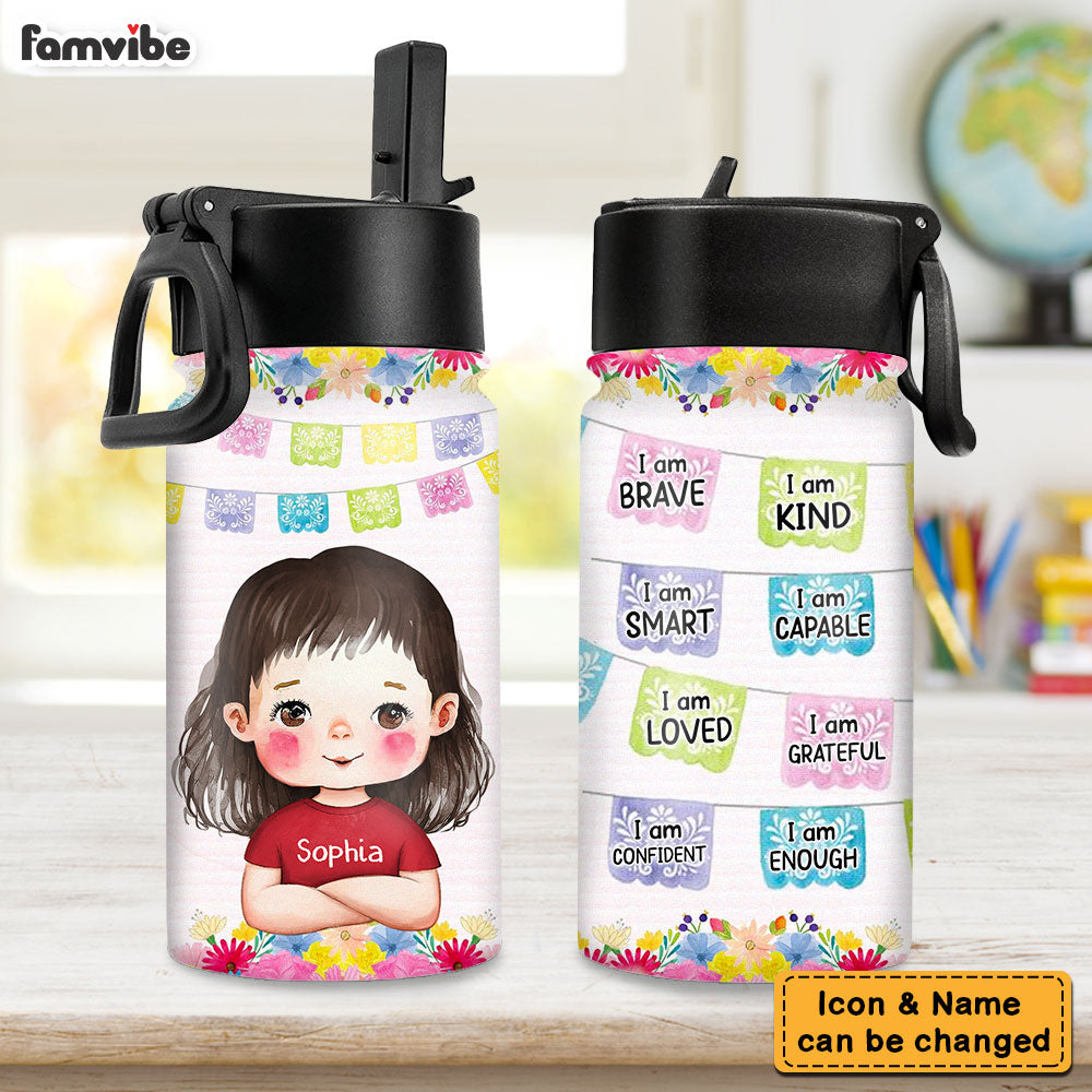 Personalized Gifts For Granddaughter I Am Kind Kids Water Bottle With Straw Lid 27746 Primary Mockup