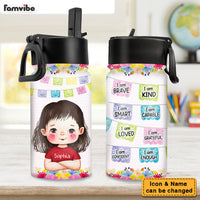 Personalized Gifts For Granddaughter I Am Kind Kids Water Bottle With Straw Lid 27746 thumb 1