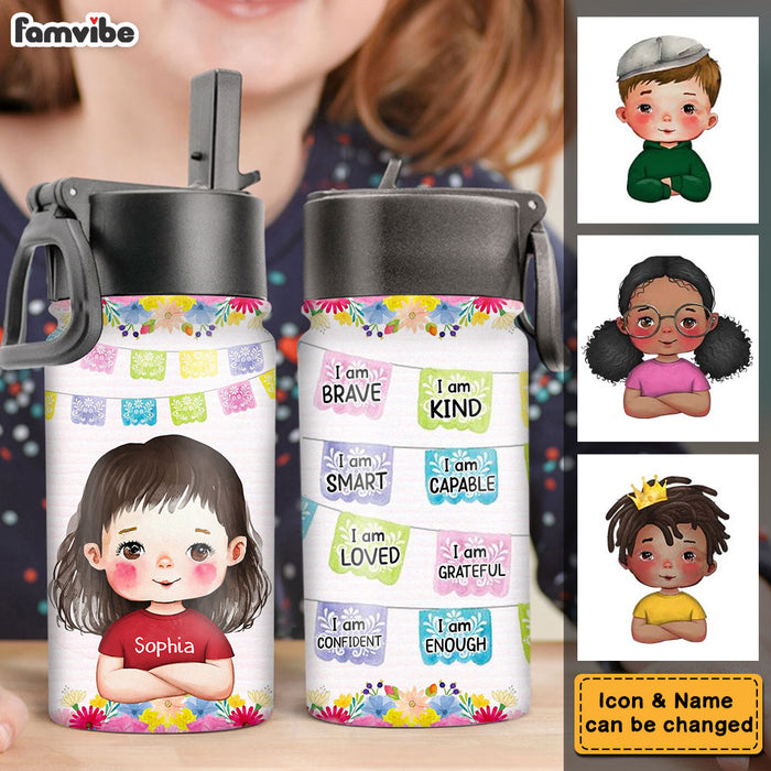 Personalized Gifts For Granddaughter I Am Kind Kids Water Bottle With Straw Lid 27746 1
