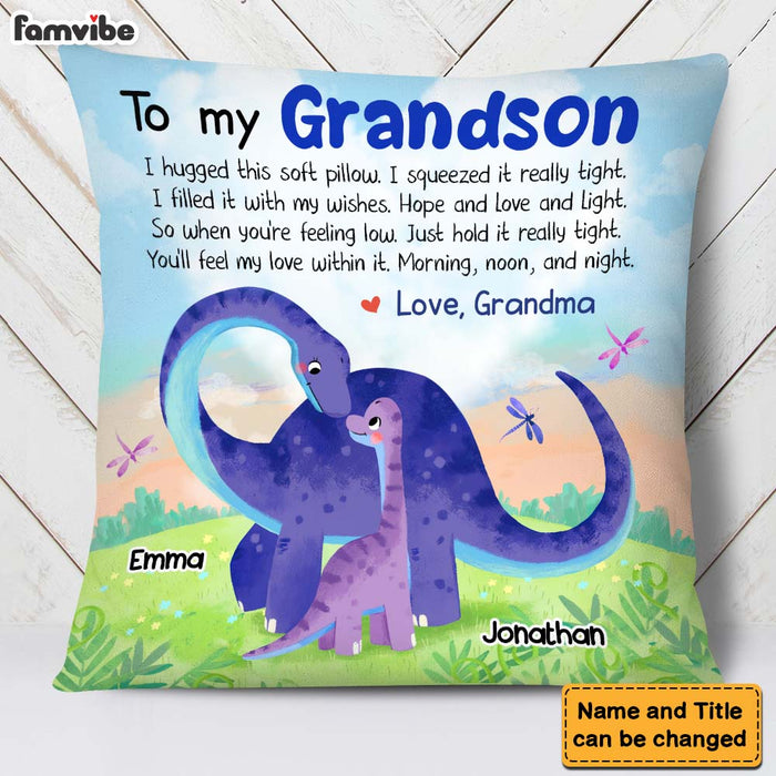 Personalized Gift For Grandson Dinosaur Hug This Pillow 27749 1