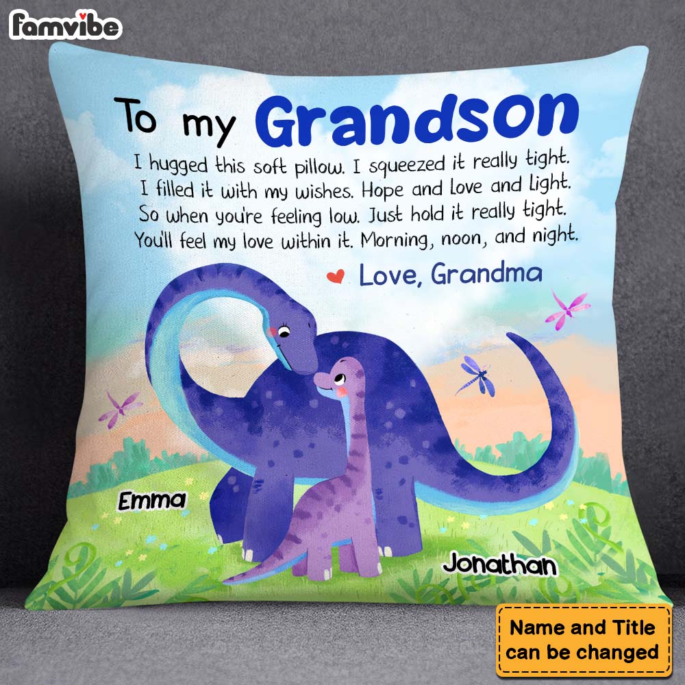 Personalized Gift For Grandson Dinosaur Hug This Pillow 27749 Primary Mockup