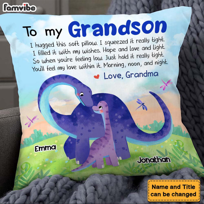 Personalized Gift For Grandson Dinosaur Hug This Pillow 27749 1
