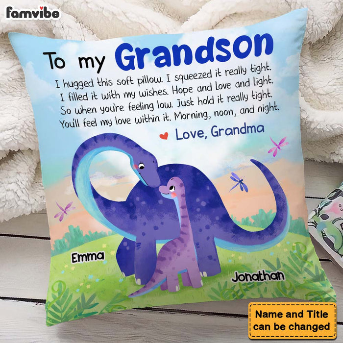 Personalized Gift For Grandson Dinosaur Hug This Pillow 27749 1