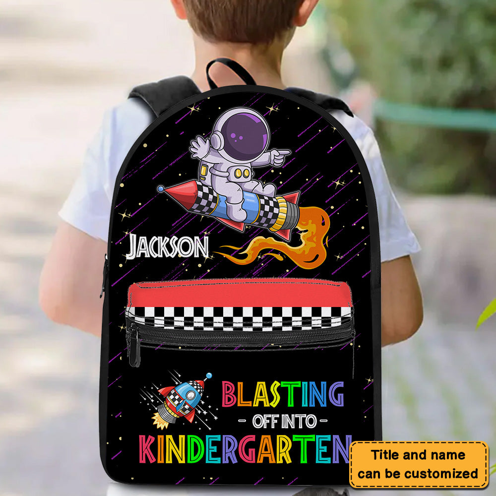 Personalized Back To School Gift For Grandson Astronaut Blasting Off BackPack 27773 Primary Mockup