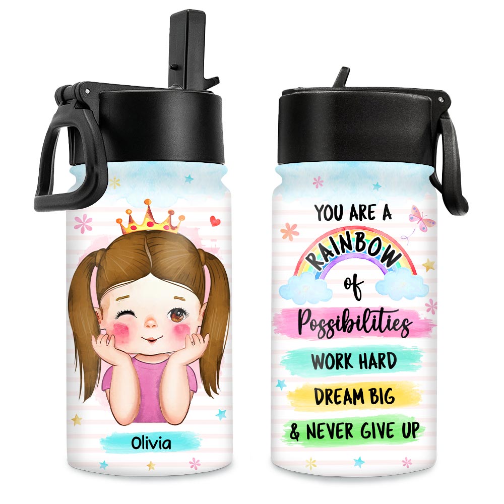 Personalized Gifts For Granddaughter Motivation Kids Water Bottle With Straw Lid 27776 Primary Mockup