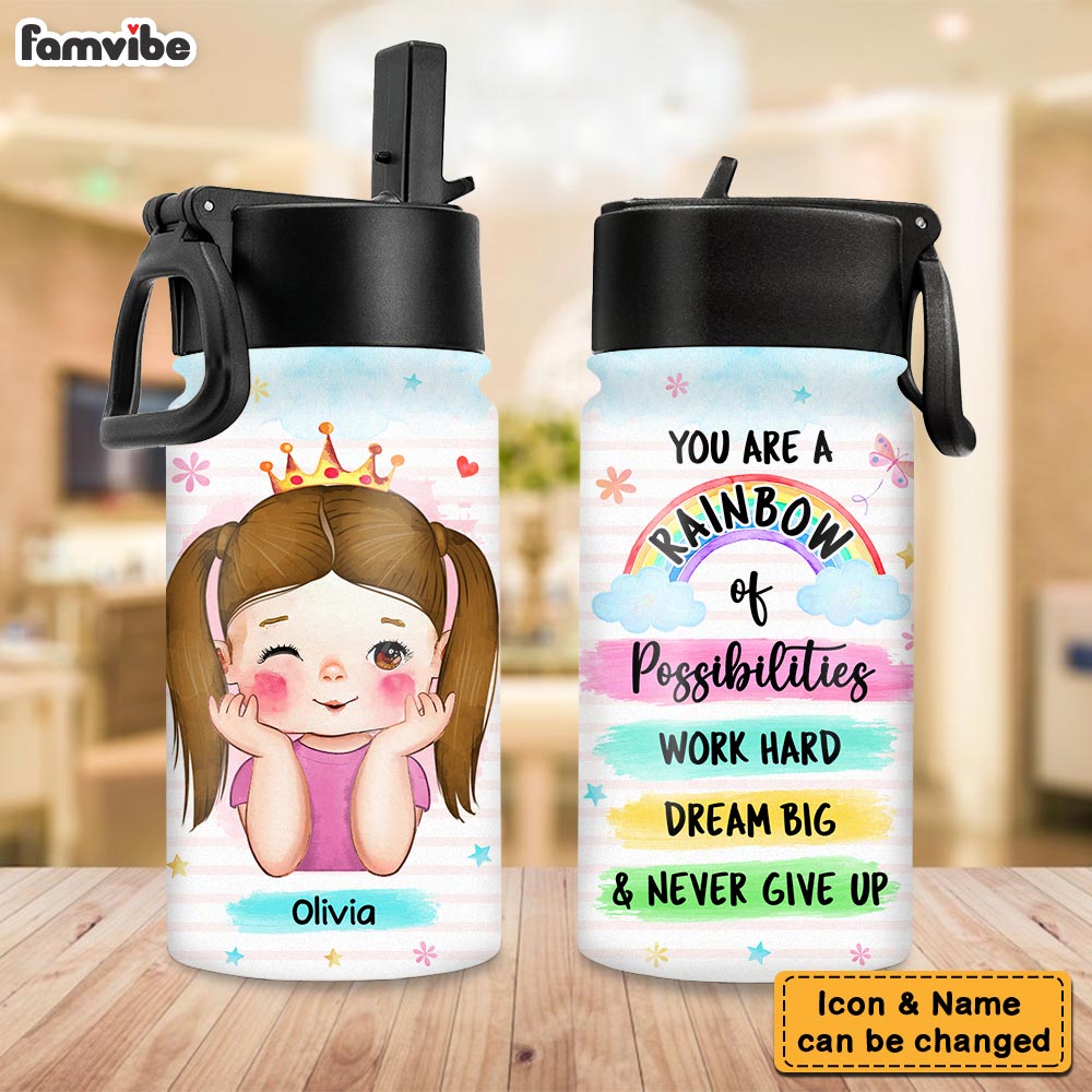 Personalized Gifts For Granddaughter Motivation Kids Water Bottle With Straw Lid 27776 Primary Mockup