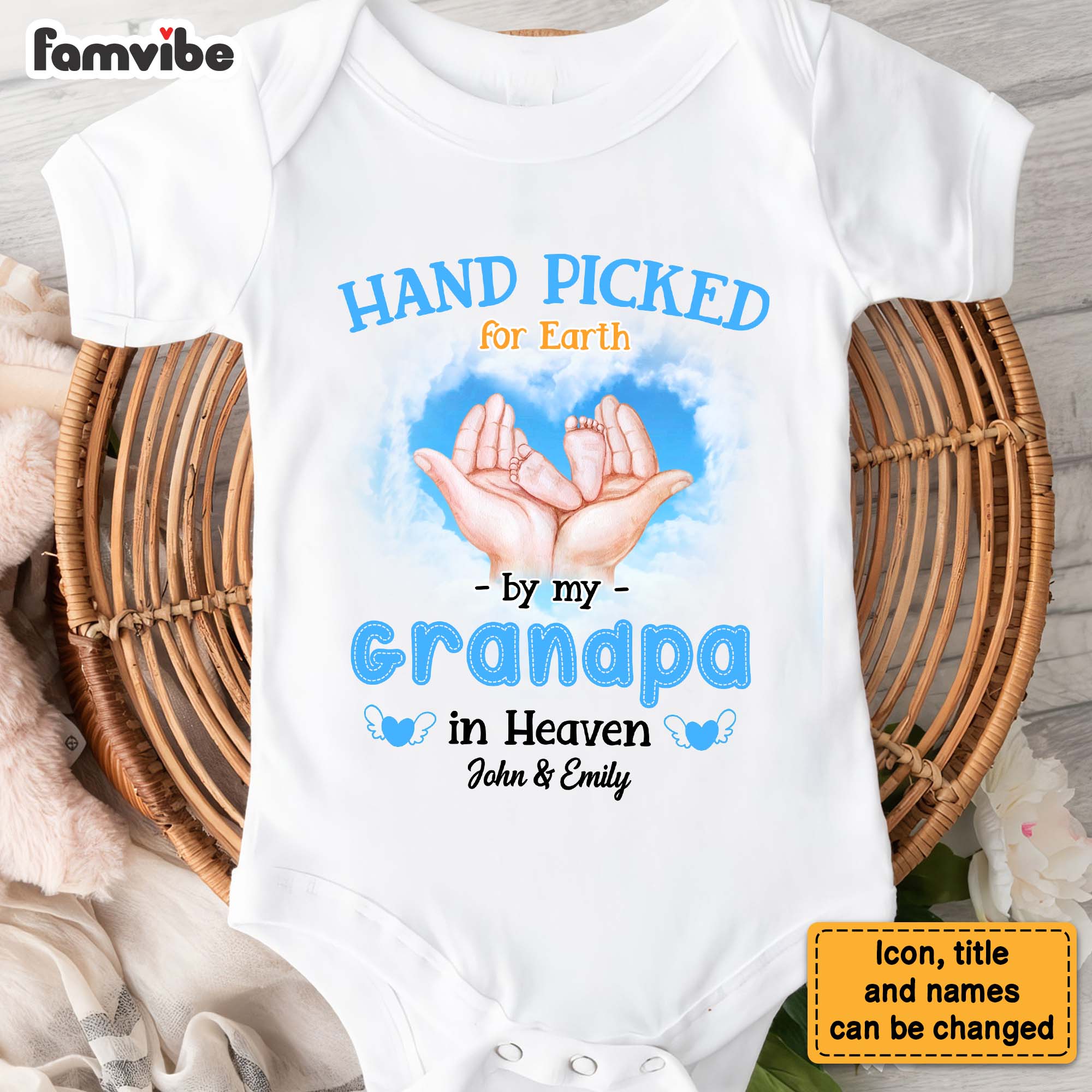 Personalized Gift For Newborn Baby Hand Picked For Earth In Heaven Baby Onesie 27783 Primary Mockup