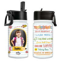 Personalized Gift For Granddaughter Back To School Affirmation Kids Water Bottle With Straw Lid 27790 thumb 1