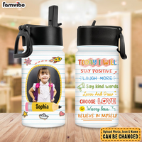 Personalized Gift For Granddaughter Back To School Affirmation Kids Water Bottle With Straw Lid 27790 thumb 1